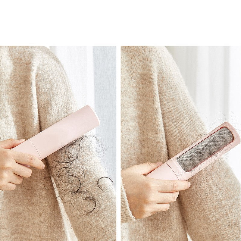 Pet hair roller in hand — scale reference